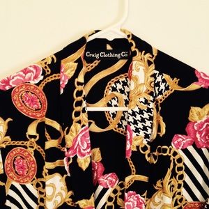 Vintage Versace Inspired Houndstooth Print Blazer